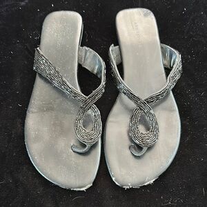 Ann Taylor Elegant Beaded Sandals in Black